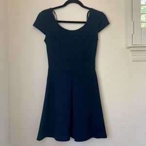Navy blue knee length cross back dress